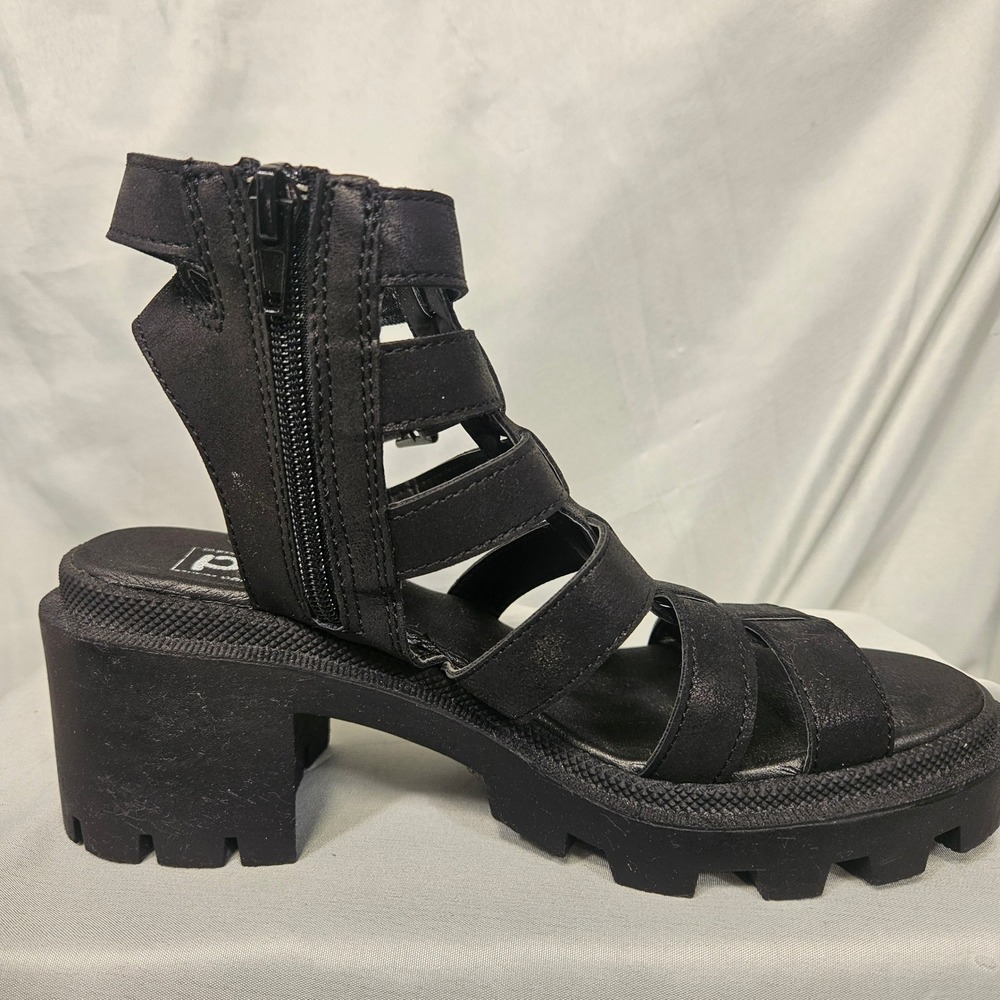 POP Sundress Womens Black Gladiator Lug Sole Block Heel Platform Sandals 6.5M